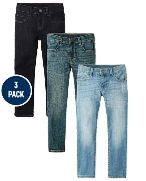 Boys Straight Jeans 3-Pack - Slim