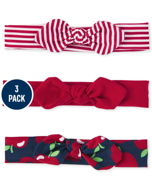 Baby Girls Apple Bow Headwrap 3-Pack