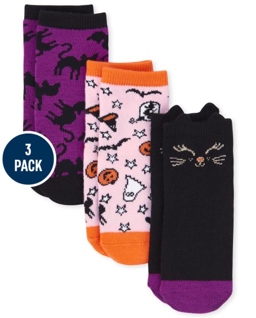 Paquete de 3 calcetines midi de Halloween para niñas pequeñas