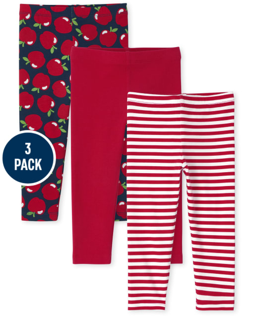 Toddler Girls Apple Leggings 3-Pack