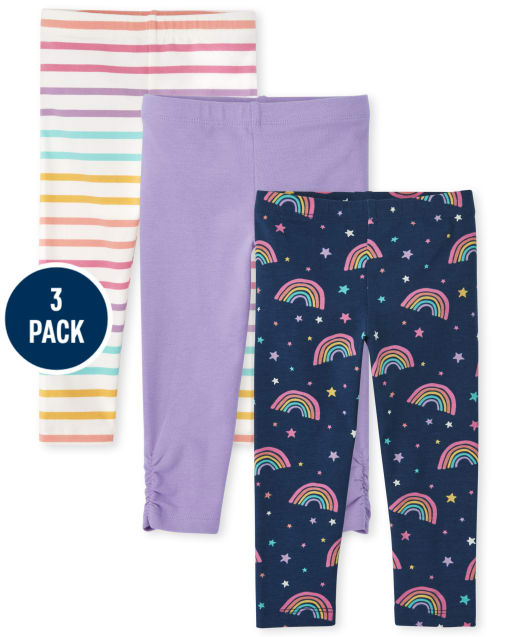 Toddler Girls Rainbow Leggings 3-Pack