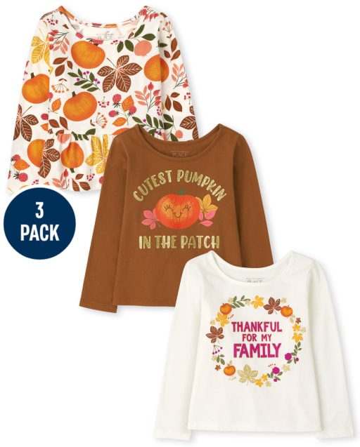 Toddler Girls Harvest Top 3-Pack