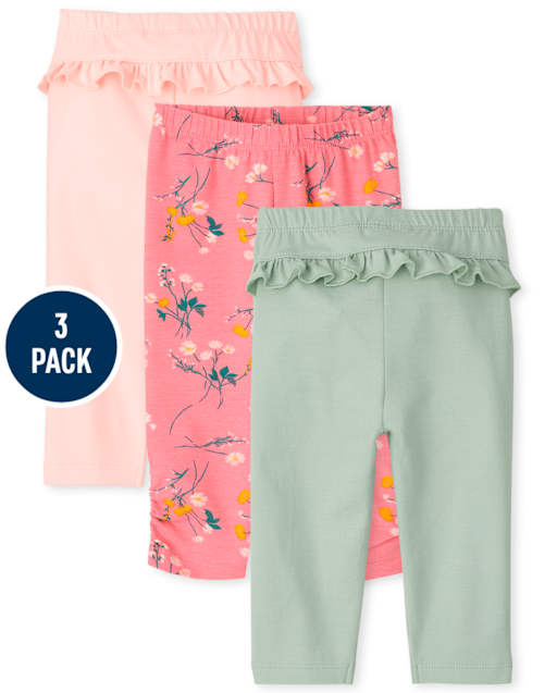 Baby Girls Floral Pants 3-Pack