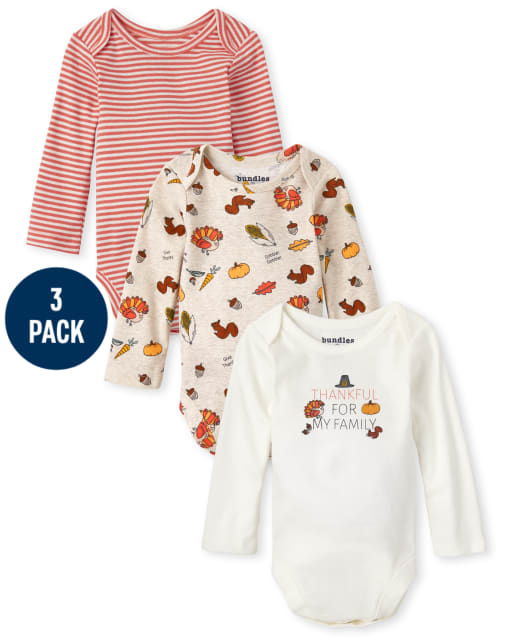 Baby Thanksgiving Bodysuit 3-Pack