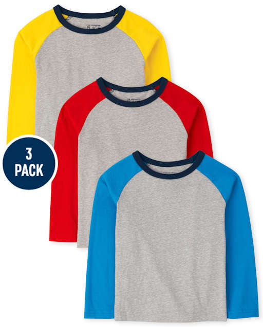 Paquete de 3 tops raglán para bebés y niños pequeños