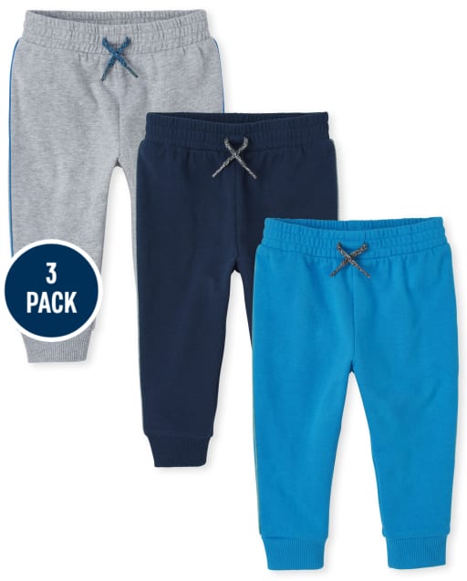 Baby And Toddler Boys Side Stripe Jogger Pants 3-Pack