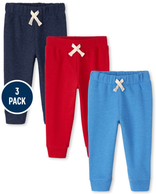 Baby And Toddler Boys Fleece Jogger Pants 3-Pack