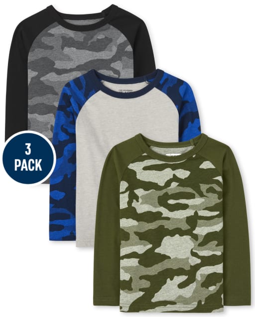 Lot de 3 hauts raglan camouflage pour tout-petits garçons