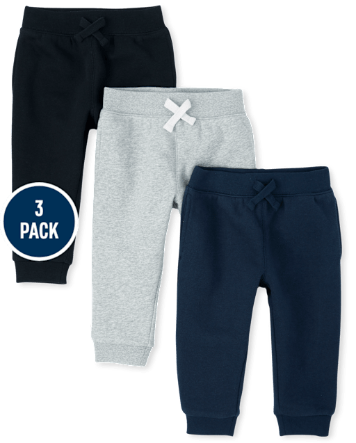 Baby And Toddler French Terry Jogger Pants 3-Pack