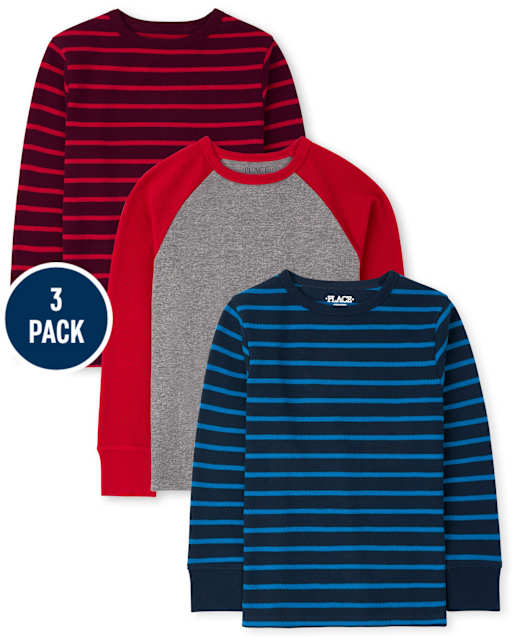 Pack de 3 tops térmicos a rayas para niños