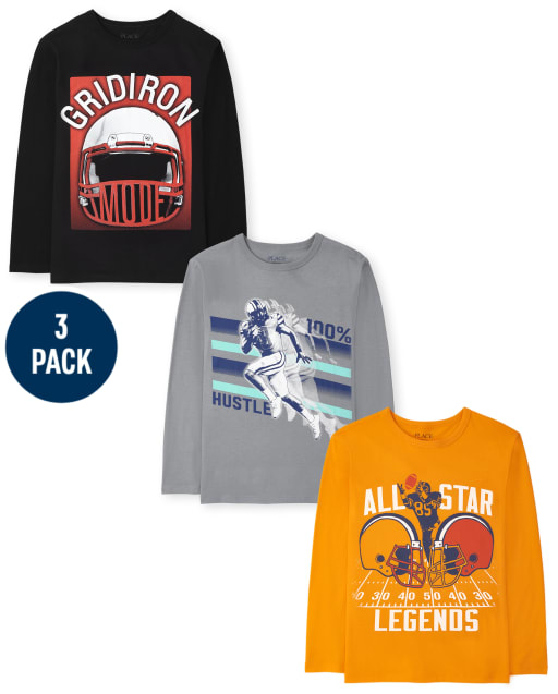 Pack de 3 camisetas con gráfico de fútbol para niños