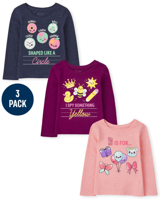 Toddler Girls School Graphic Tee 3-Pack