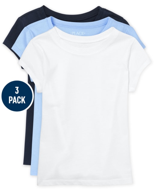 Paquete de 3 camisetas básicas con capas para niñas