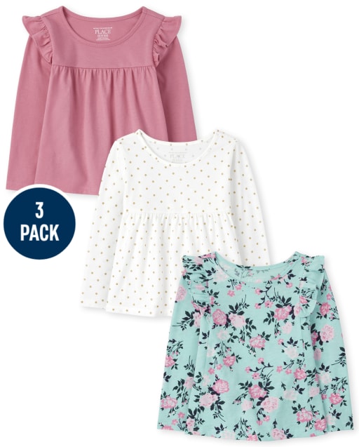 Lot de 3 hauts à volants pour petites filles