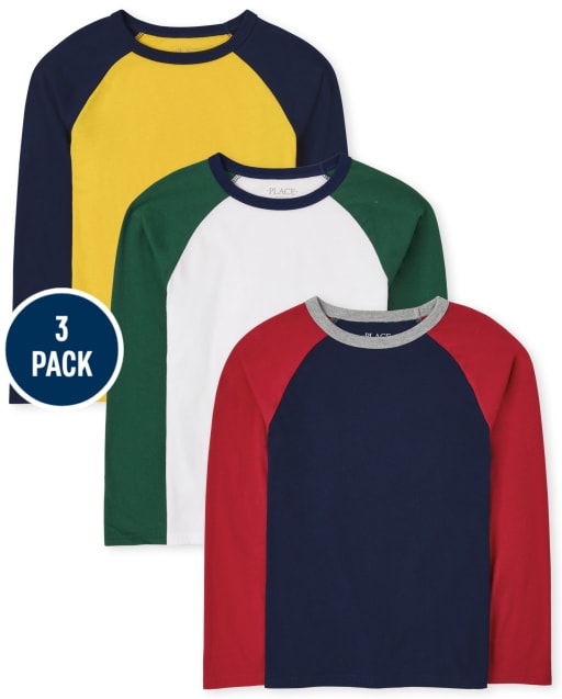 Paquete de 3 tops raglán para niños