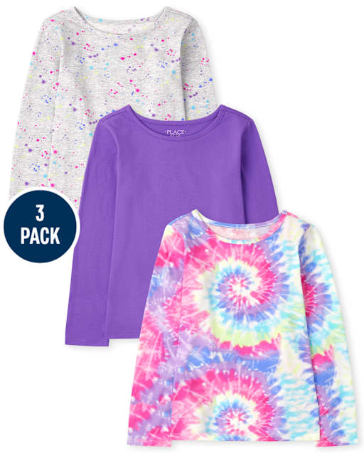 Lot de 3 hauts tie-dye pour fille