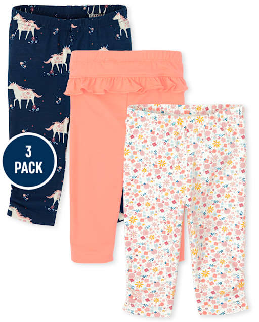 Baby Girls Unicorn Pants 3-Pack
