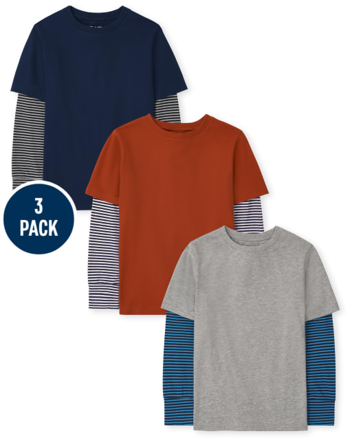 Pack de 3 tops 2 en 1 a rayas para niños