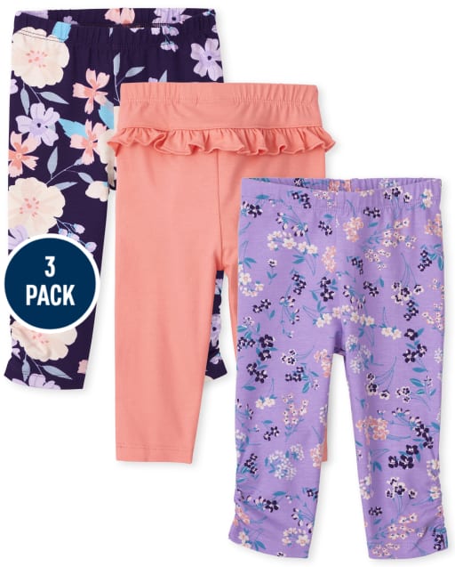 Baby Girls Floral Leggings 3-Pack