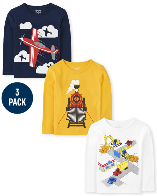 Toddler Boys Vehicle Graphic Tee 3-Pack