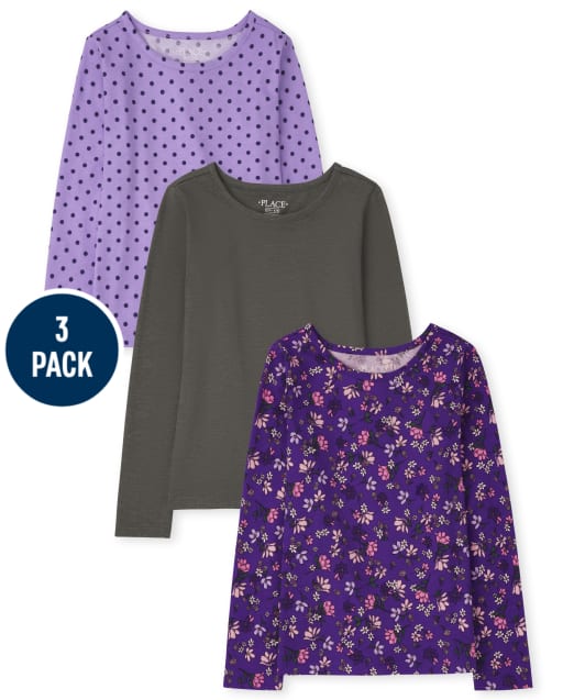 Pack de 3 tops de lunares florales para niñas