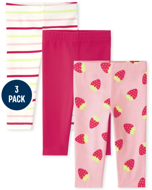 Paquete de 3 leggings capri estampados para niñas pequeñas