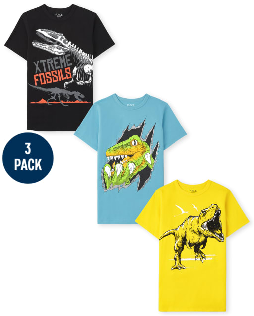 Lot de 3 t-shirts graphiques Dino pour garçon