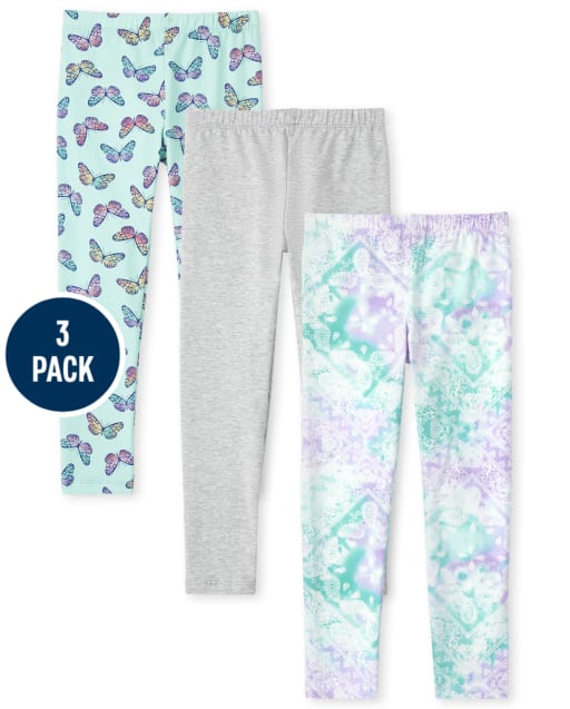 Paquete de 3 leggings estampados para niñas