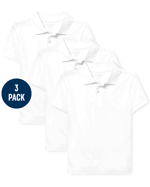 Boys Uniform Soft Jersey Polo 3-Pack
