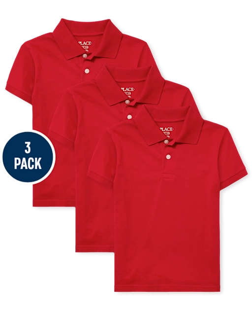 Boys Uniform Soft Jersey Polo 3-Pack