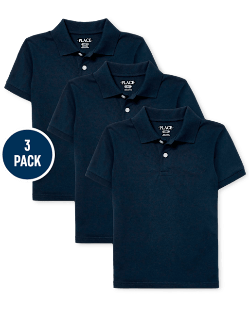 Boys Uniform Soft Jersey Polo 3-Pack