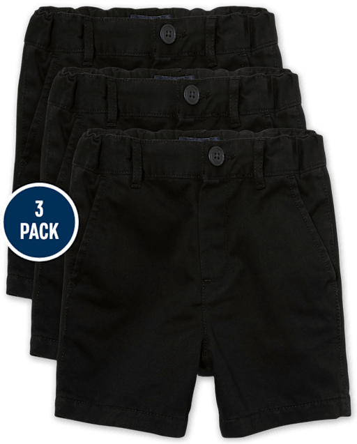 Baby And Toddler Boys Uniform Stretch Chino Shorts 3-Pack
