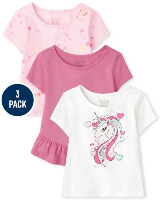 Toddler Girls Ruffle Top 3-Pack