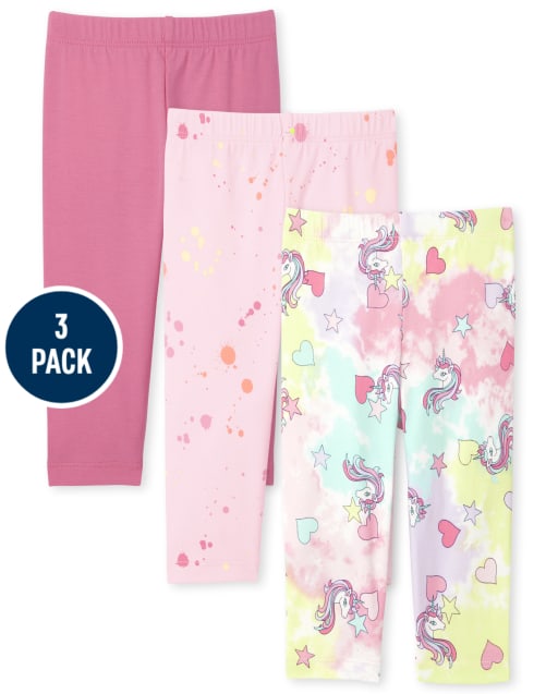 Leggings capri estampados para niñas pequeñas, paquete de 3