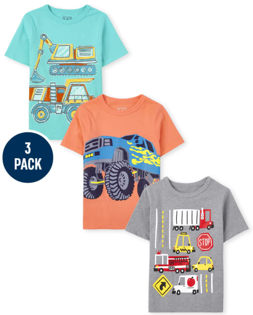 Toddler Boys Vehicle Graphic Tee 3-Pack