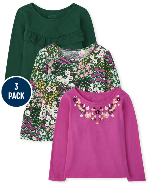 Toddler Girls Floral Top 3-Pack