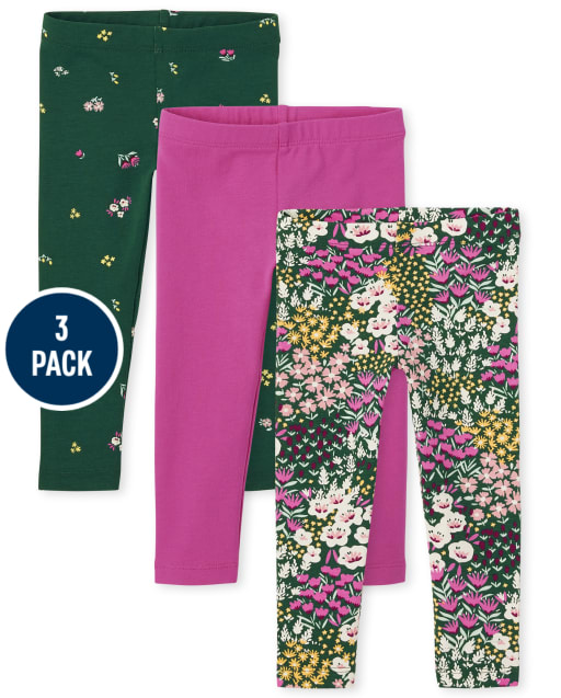 Toddler Girls Floral Leggings 3-Pack