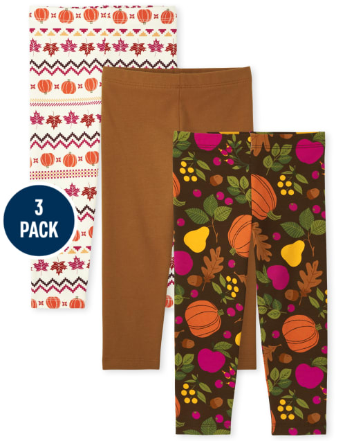 Toddler Girls Fall Leggings 3-Pack
