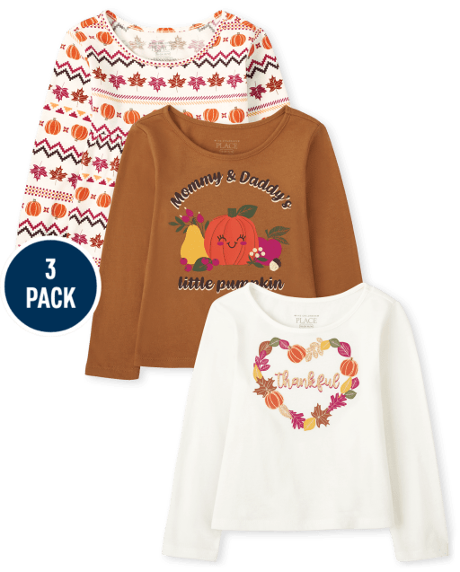 Toddler Girls Fall Top 3-Pack