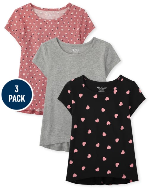 Lot de 3 paires Heart High Low Top pour fille