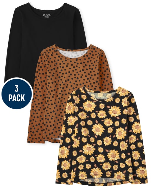 Paquete de 3 tops altos y bajos Sunflower para niñas