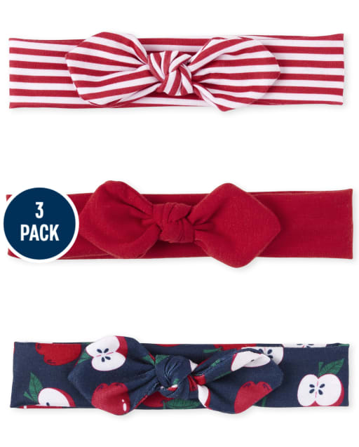 Baby Girls Apple Bow Headwrap 3-Pack