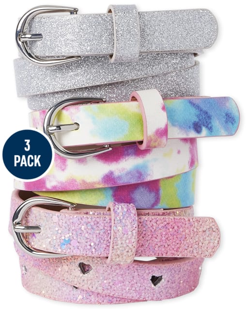 Girls Tie Dye Belt 3-Pack