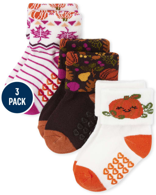Toddler Girls Harvest Turn Cuff Socks 3-Pack