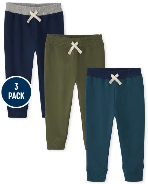 Baby And Toddler Boys Fleece Jogger Pants 3-Pack