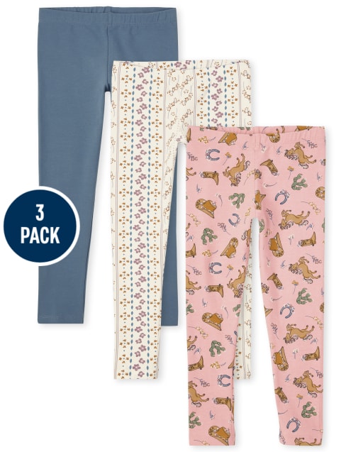 Pack de 3 leggings estampados para niñas