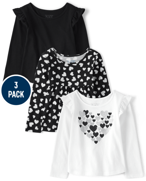 Toddler Girls Heart Top 3-Pack