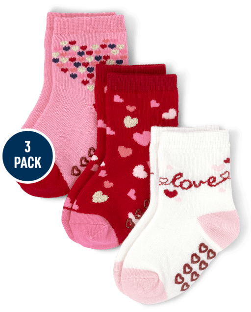 Baby And Toddler Girls Heart Midi Socks 3-Pack