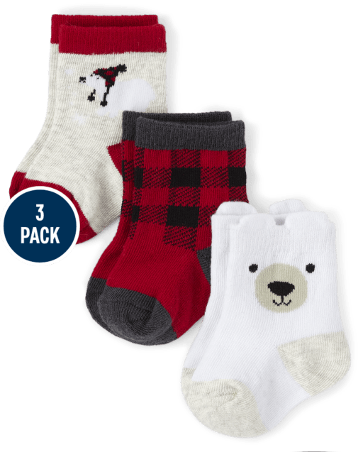 Baby Boys Polar Bear Midi Socks 3-Pack
