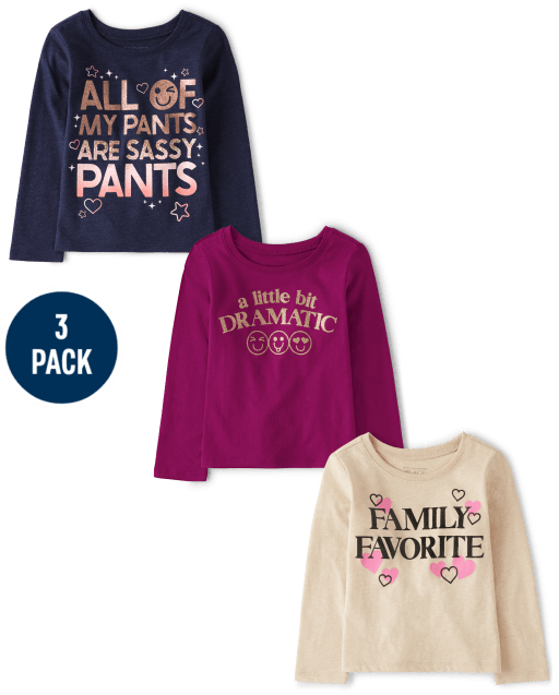 Baby And Toddler Girls Sassy Graphic Tee 3-Pack